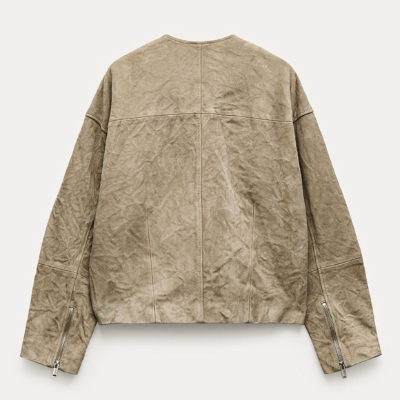 NWOT Zara ZW Collection 100% Suede Leather Jacket - Picture 4 of 12